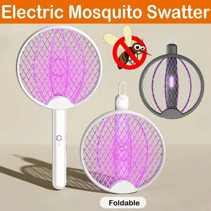 1PC Rechargeable 3 in 1 Foldable Mosquito Swatter Wall Mounted Electric Killer Lamp Anti Mosquito for Home