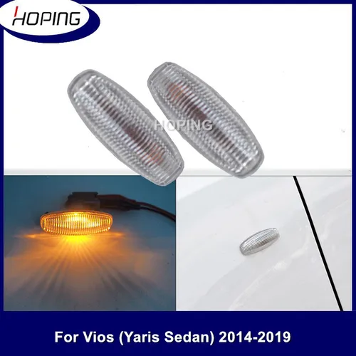 Imagen 1 del producto Luz de señal de giro lateral para coche, lámpara de indicador lateral para Toyota VIOS Yaris Sedan 2014, 2015, 2016, 2017, 2018, 2019