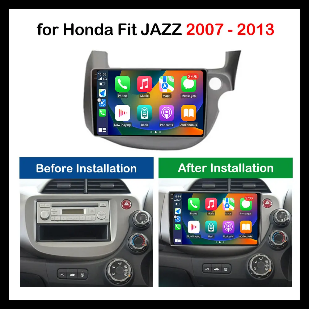 10 inch Car Radio Multimedia Player GPS Navigation for Honda Fit JAZZ 2007 - 2013 Android OS Auto Accessories WiFi BT DSP Stereo