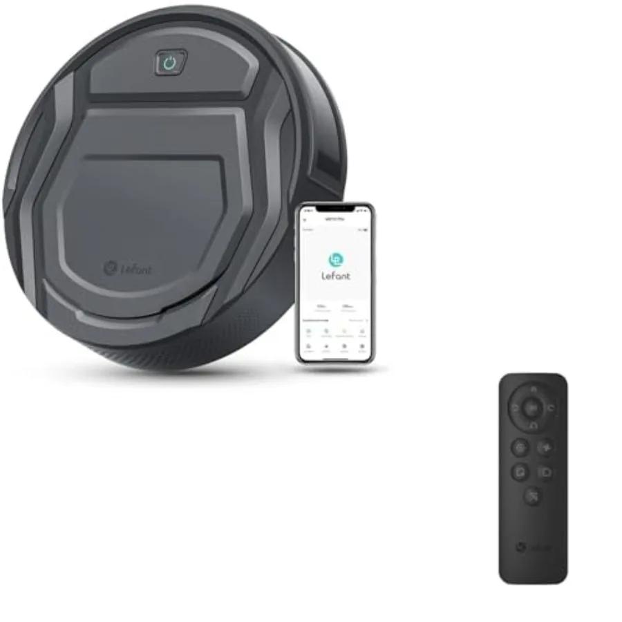 M210Pro Robot Vacuum Cleaner for hard floors and carpets, ABS plastic body, black color, powerful suction and remote control co