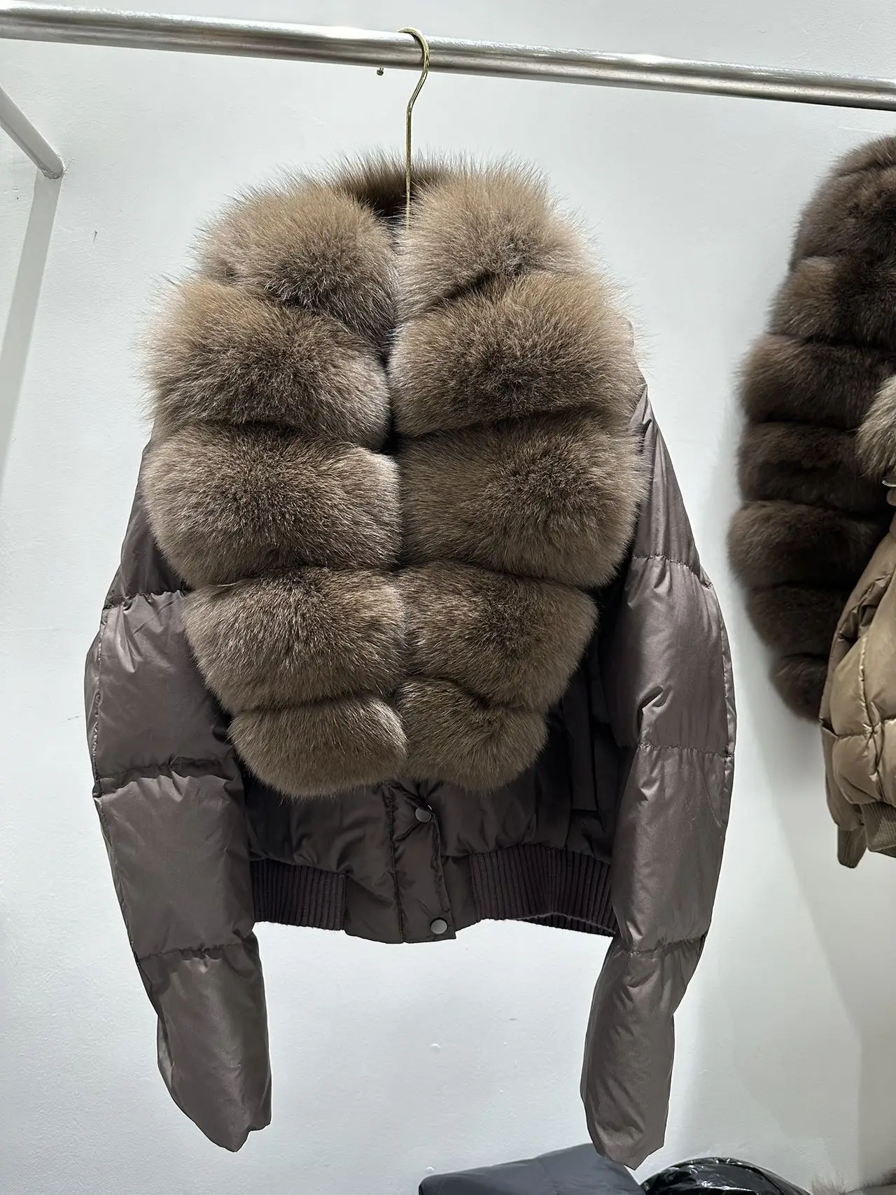 

Faionable ort Fur Collar down Jaet Women's High Waist Ele Outerwear Commute Sle Korean Version Thiened Durable