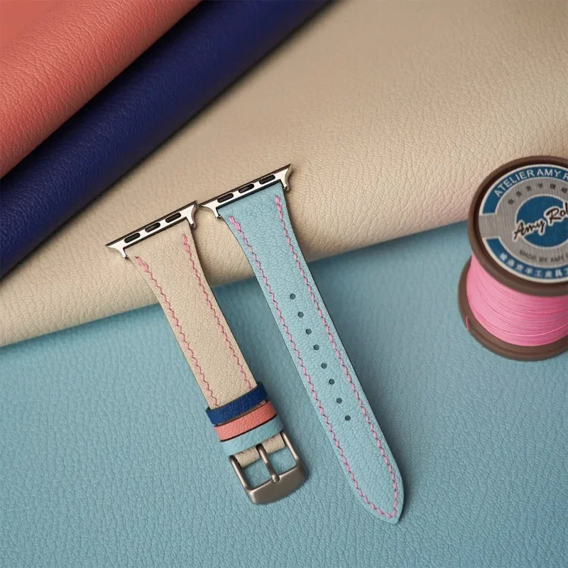 Parts for Cowhide Color Matching Fresh Contrast iwatch10th Generation Girls Strap Watch9876