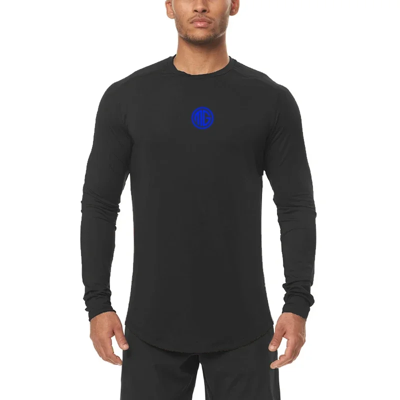 Mens Brand Korean Fashion Gym Mesh Sporting Clothing Cool Fitness Casual Clothing Quick Dry Breathable Long Sleeve Slim Tshirt
