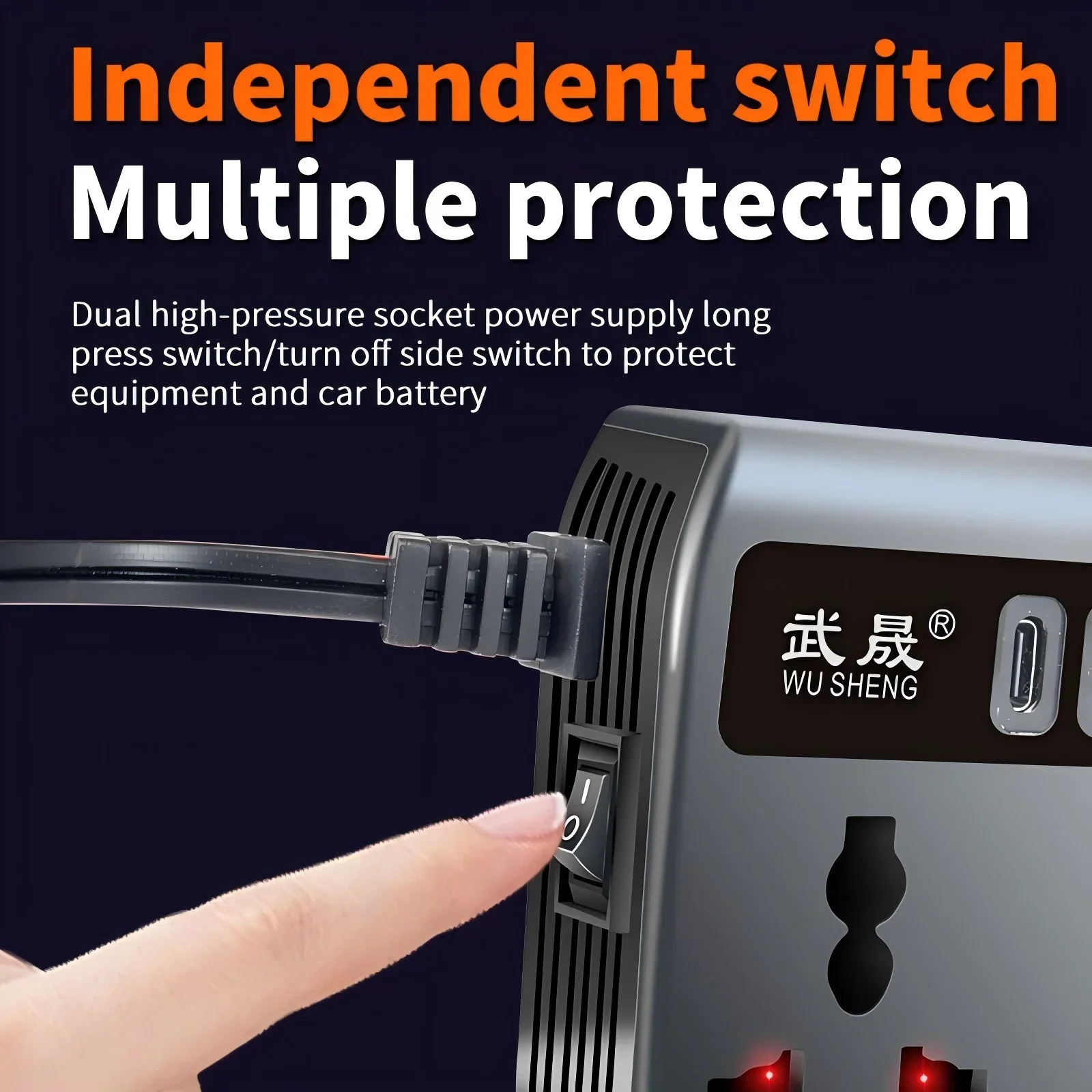 Car Inverter 12V/24V to 220V Outlet Adapter PD QC3.0 4 USB Ports Fast Charging Automotive Charger for Auto Car Truck RV SUV