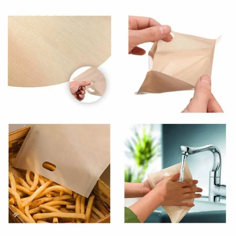 AB46-24Pcs Reusable Toaster Bag Non-Stick Bread Baking Bag Sandwich Bags Toast Microwave Heating Pastry Tools 16X16.5Cm