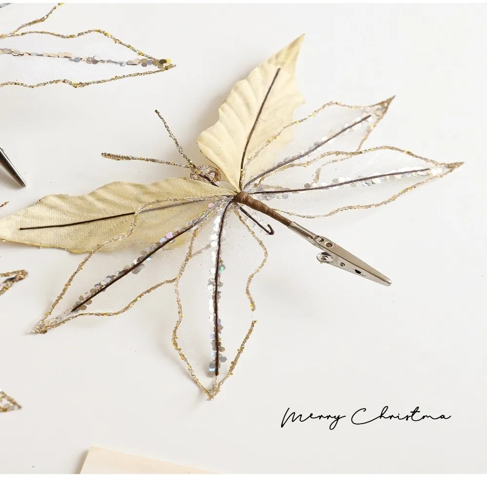 

Flocking Christmas Simulation Butterfly Glitter with Clip Butterfly Ornament Double Sequins Hanging Xmas Tree Decoration