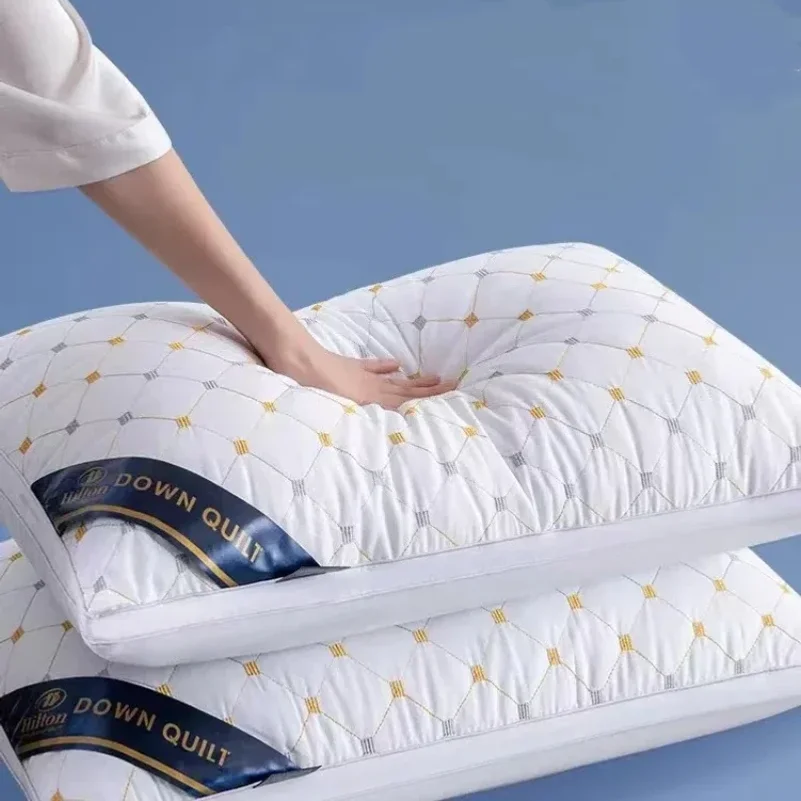1Pc Ergonomic Cervical Support Hotel Pillow Core, Sleep Aid Neck Protection Single Bed Pillow for Home Dorm Bedroom Use