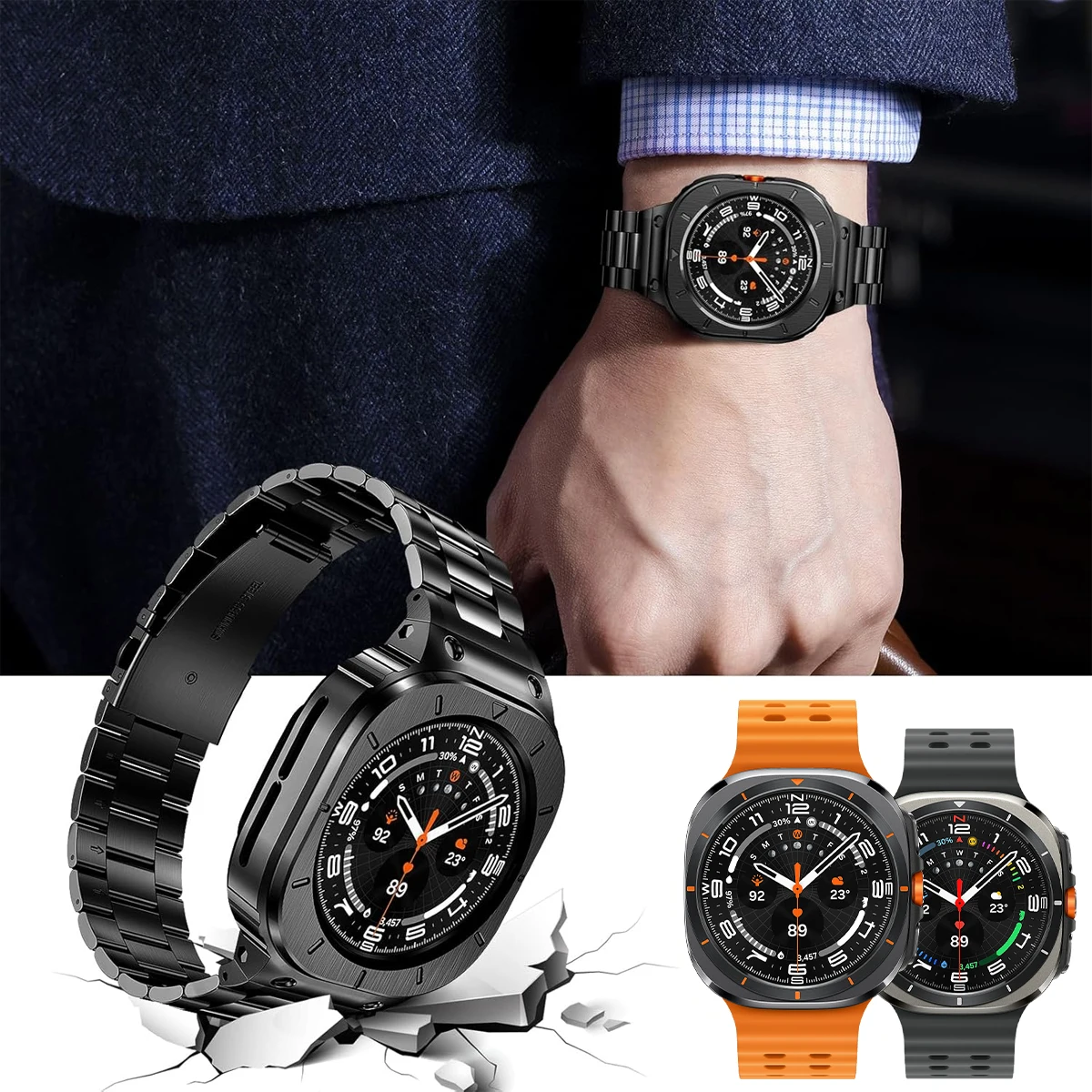 حافظة من الفولاذ المقاوم للصدأ + حزام معدني لساعة سامسونج جالاكسي الترا 2025 سوار رياضي لساعة جالاكسي Ultra7 47 ملم حافظة واقية #4