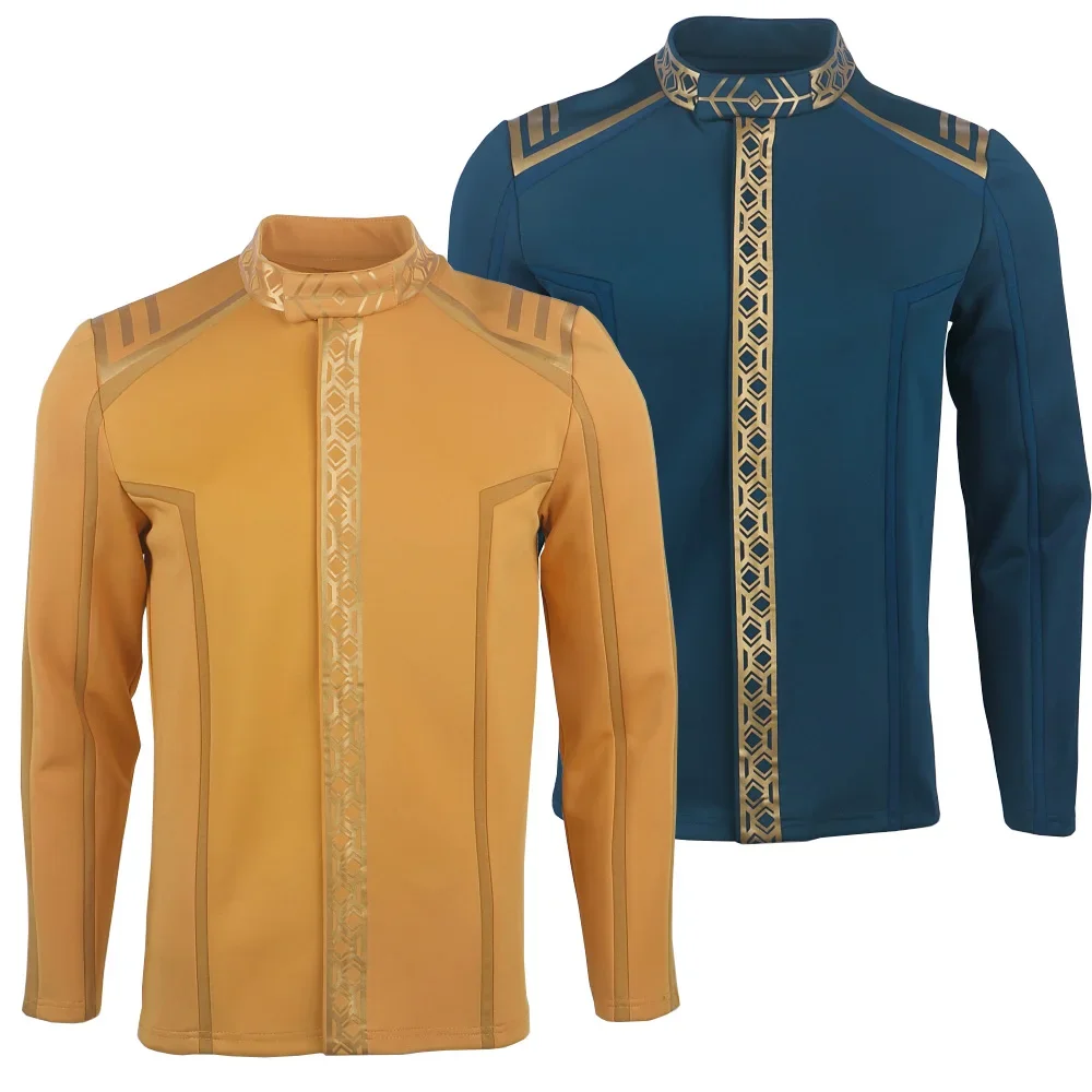 

SNW Captain Pike Gold Uniforms Starfleet Spock Blue Top Shirts Cosplay Costumes for Men