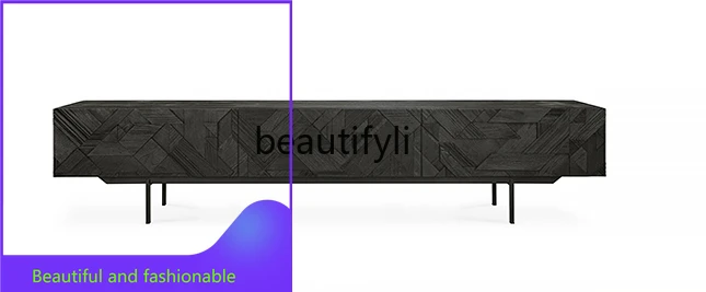Nordic Oak TV Cabinet Retro Solid Wood Furniture American Small Apartment Mid-Ancient Industrial Style TV Stand