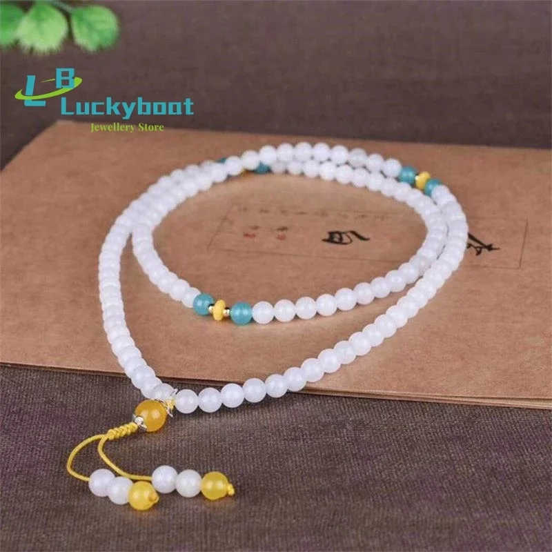 

Новый 8 мм белый нефрит буддийские четки браслет женский 108 бусин белый нефрит буддийские четки браслет оптовая продажа