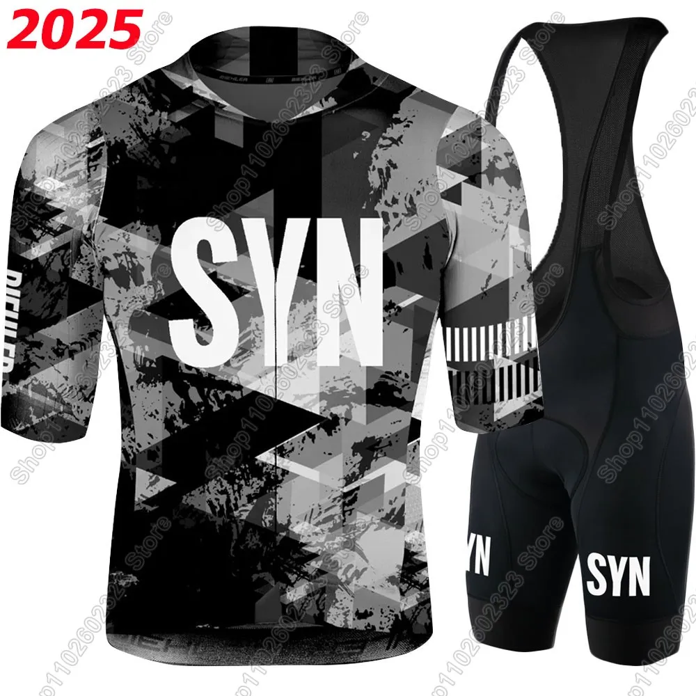 

Черный, серый комплект SYN Team Cycling Jersey 2025 года, летняя одежда для велосипеда, рубашки для шоссейного велосипеда, шорты для велосипедного нагрудника, MTB Ropa Maillot