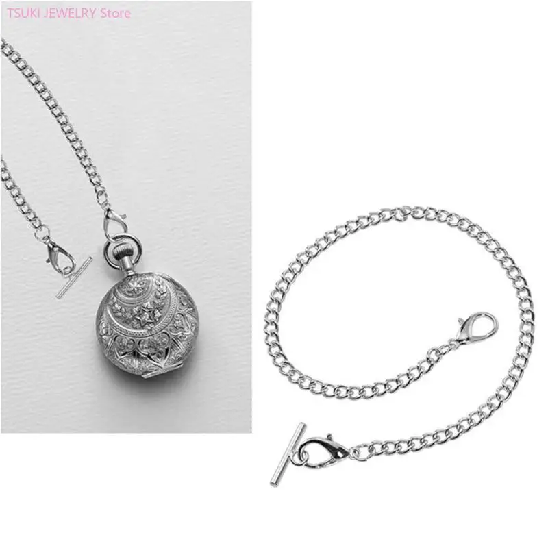 

62KE Metal Alloy Pocket Watch Chain Gold Silver Color Chains for Men Women Pocket Watches Vintage Watches Jewelry Gift