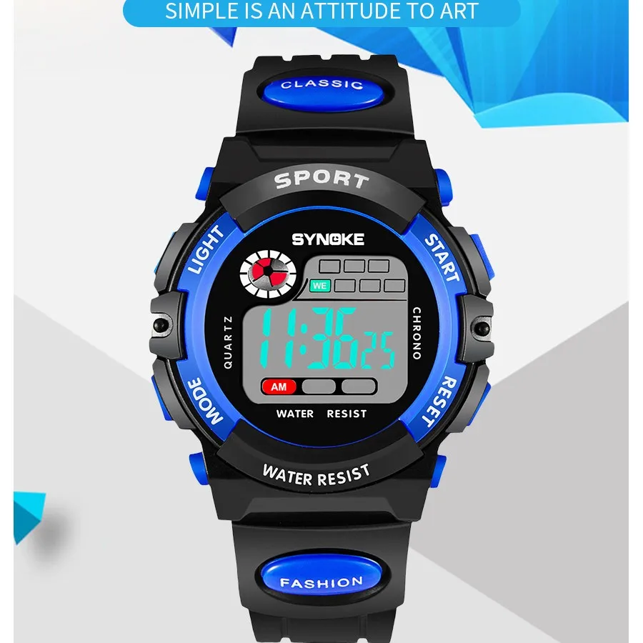 Student Sport Watches For Kids Colorful Electronic Watches Waterproof Clock Children Digital Watch For Boys Fashions Synoke