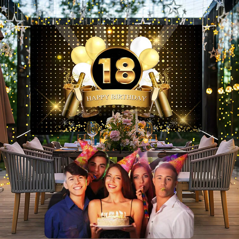 Happy 100th Birthday Background Custom Backdrop Golden Photo Man Photography Backdrops Young Decoration Boy Party Sweet Prince