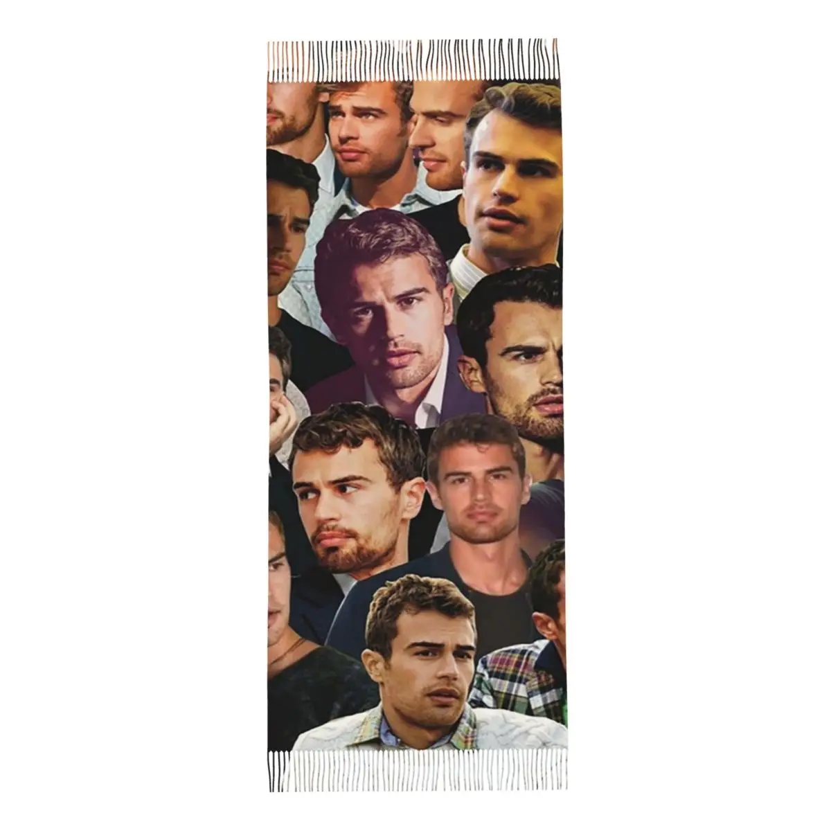 Theo James Photo Collage Scarf Tassel Scarves Women Soft Warm Shawls and Wraps Long Fall Winter Shawl Wrap
