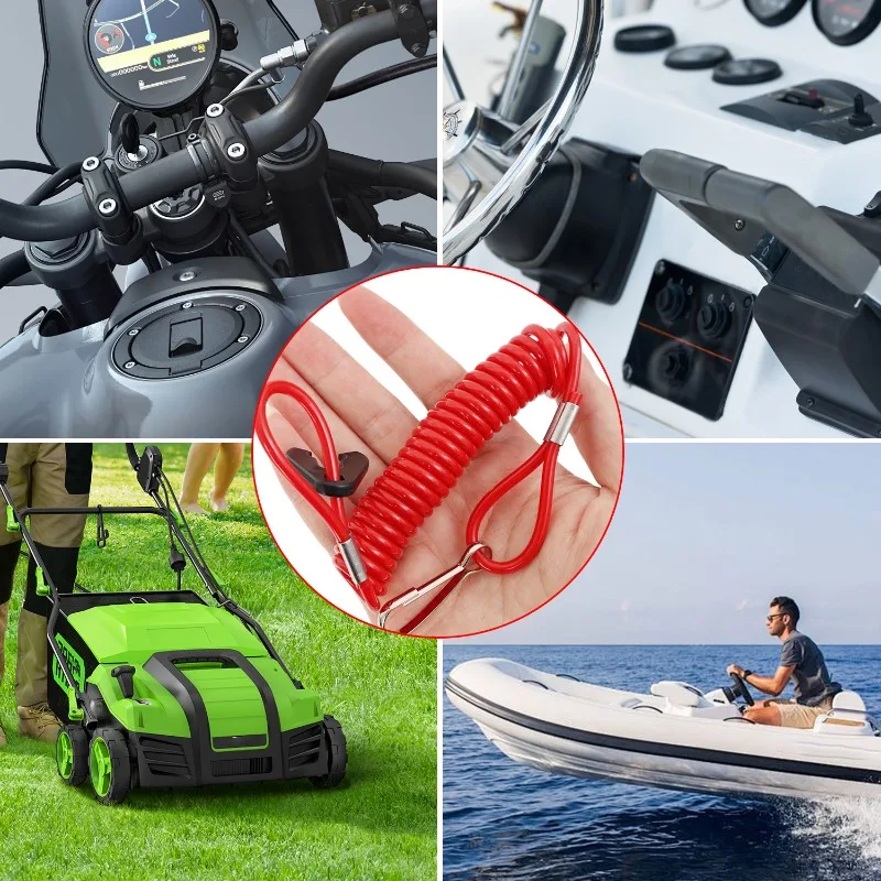Boat Outboard Switch Engine Motor Lanyard Kill Urgent Stop Button Safety Connector Cord Compatible for Yamaha Suzuki Honda