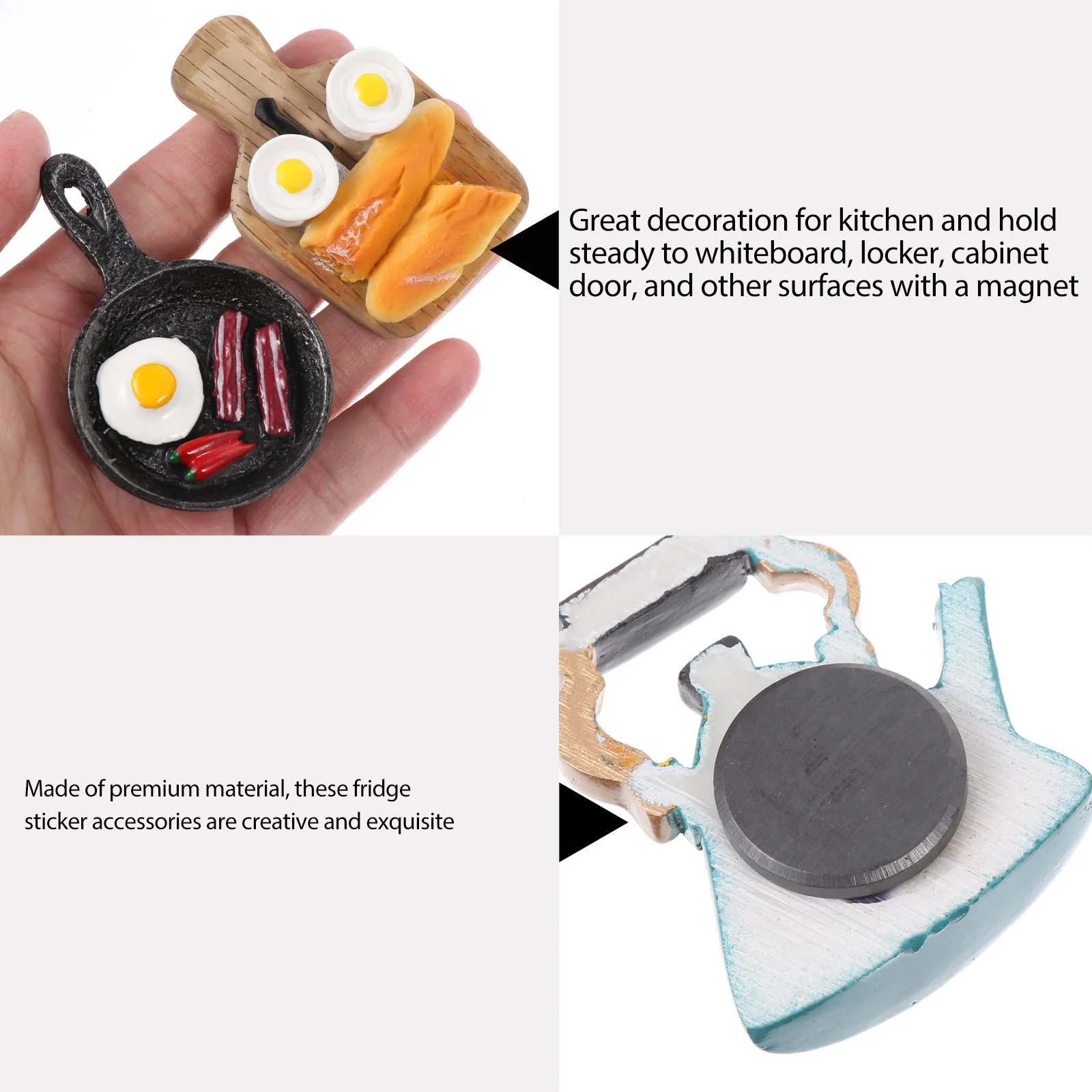 

5 Pcs Resin Food Fridge Magnets Adorable Cartoon Kitchen Stickers Magnetic Home Decor Refrigerator Accessories Kids Gift