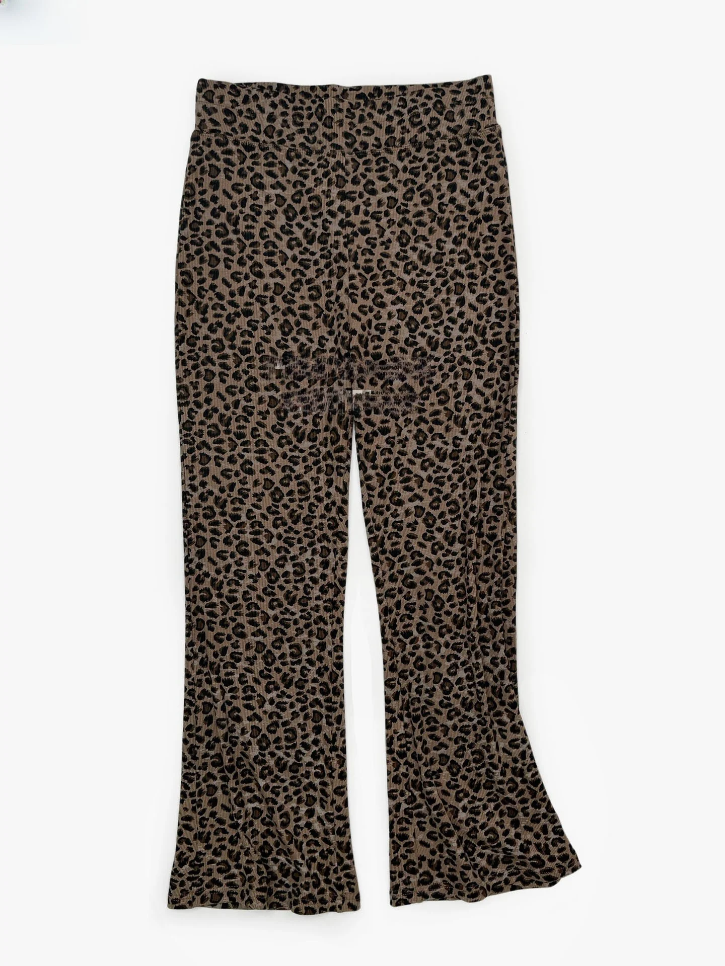 Retro Leopard Print High Waist Slim Fit Nine-Tenths Casual Pants Micro Flared Bottoming Trousers for Women Autumn New Style