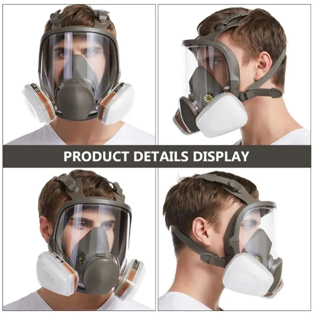Maska przemysłowa 7 w 1 z szerokim polem widzenia, filtr przeciwpyłowy, respirator do malowania natryskowego, pełnotwarzowa maska silikonowa, maska pełnotwarzowa