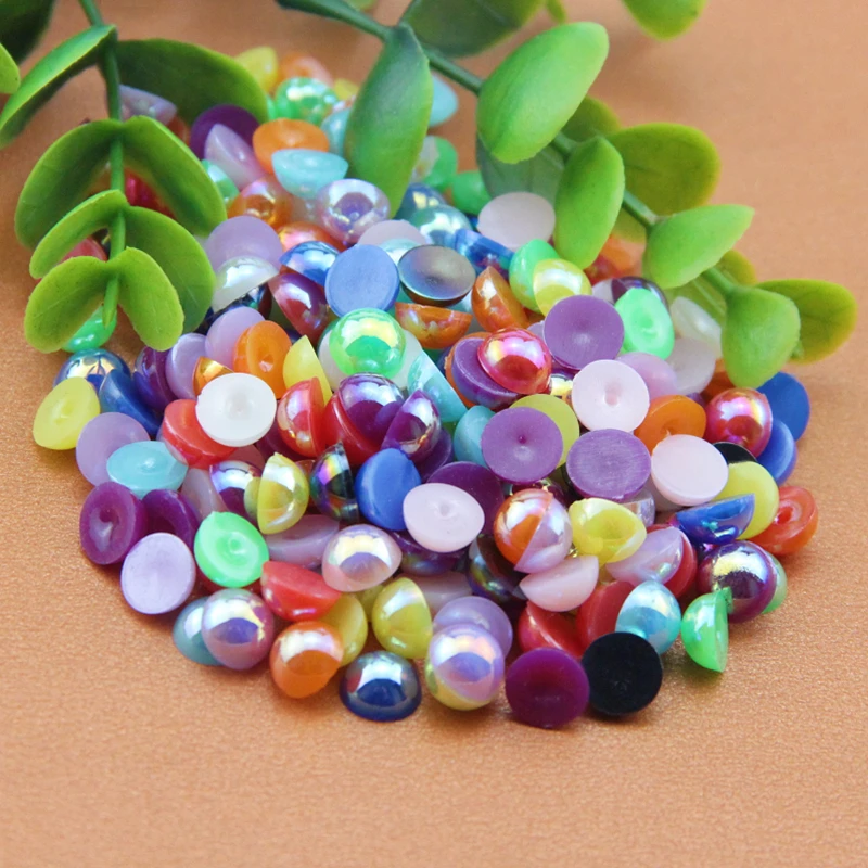 15Gram Mini Plastic Beads 0.6-0.8cm Imitation Pearl Half Round Flat Beads For Jewelry Making Material DIY Clothing Accessories