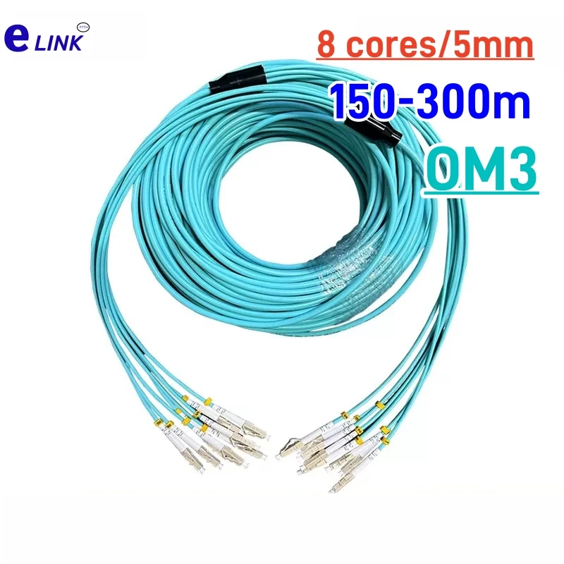 

Armored fiber patchcord 8 cores 150-300M OM3 MM 200M 250M 8C SC LC FC STAPC multimode 8 fibers optical jumper cable ELINK ftth