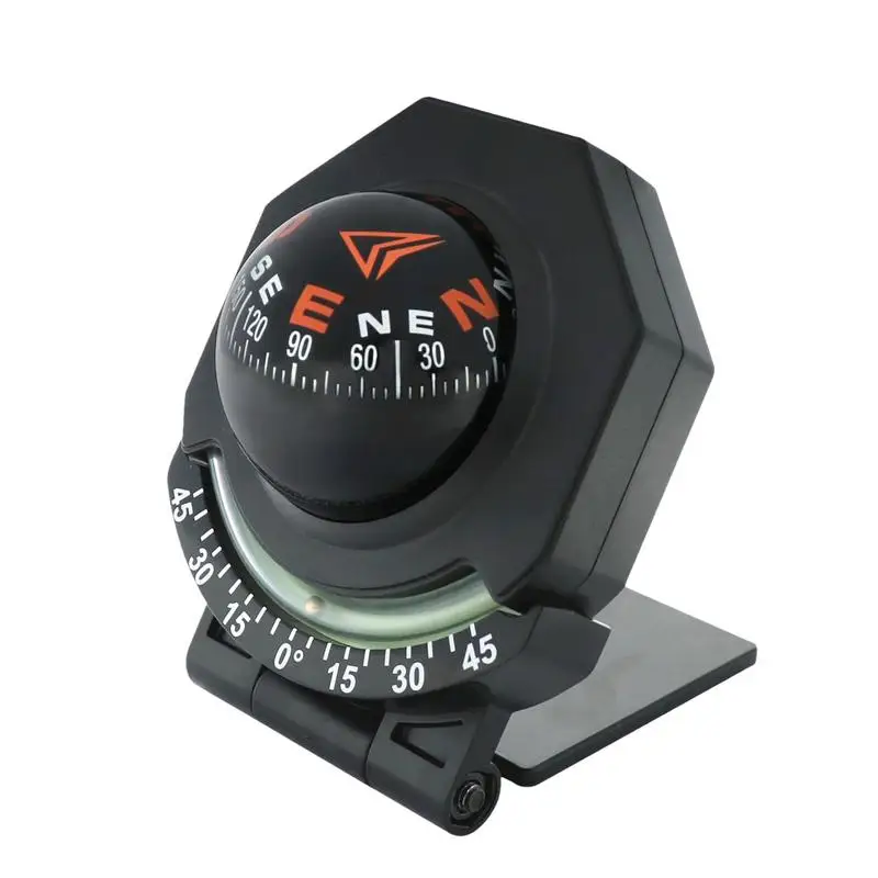 Dashboard Compass Foldable Spherical Compass With Inclinometer For Direction Pointing Portable 180-Degree Adjustable Compass For