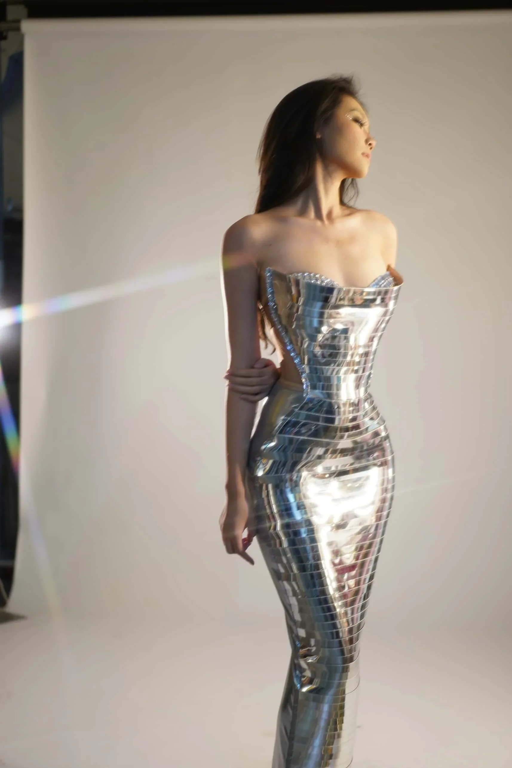 Luxury party outfit Silver Sequins Long Tube Dress Evening Prom Birthday Celebrate Dress Women Photo Shoot Wear Stage Costume