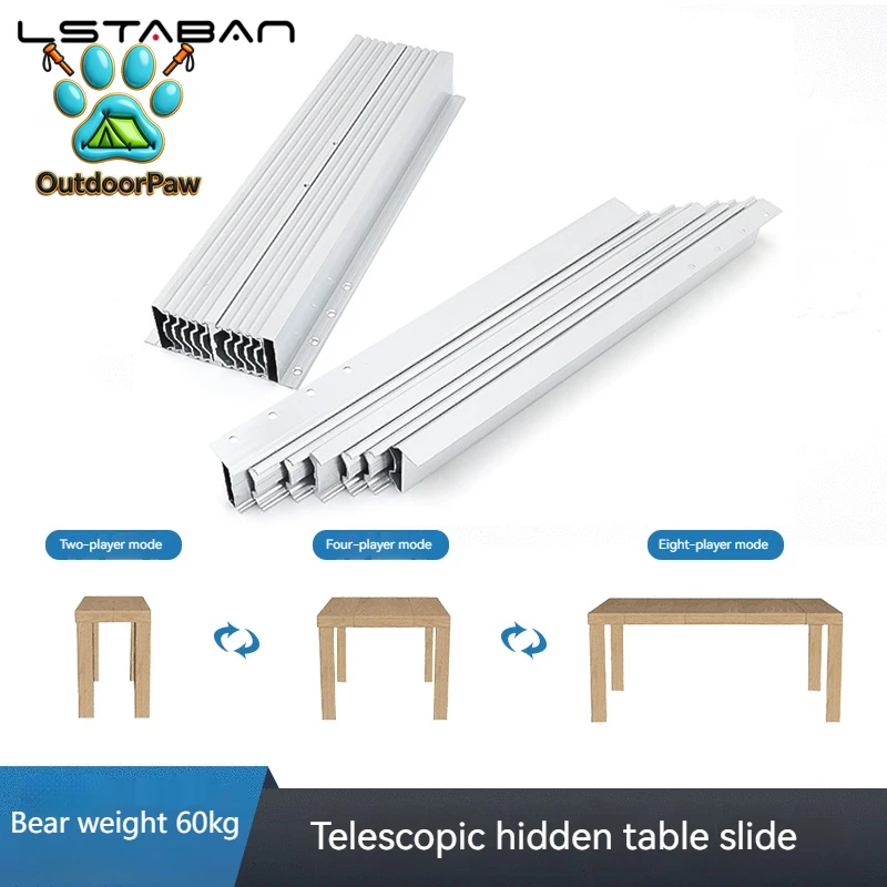 Hidden Folding Table Telescopic Guide Rails Aluminum Alloy Dining Table Telescopic Multi Section Flat Push Folding Slide Rail