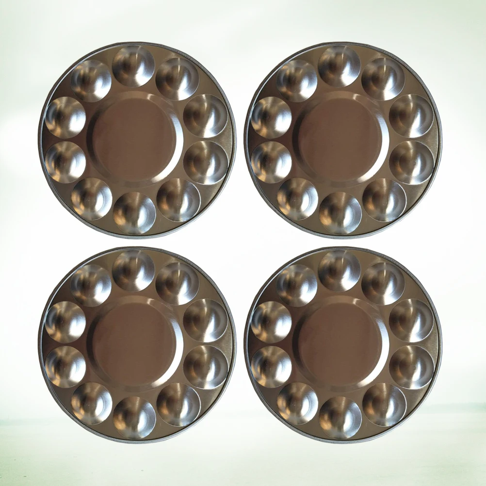 

4Pcs 10 Holes Aluminum Painting Color Tray Easy Carry Convenient Storage No Edges Delicate Color Palette Painting Tray