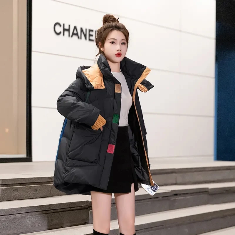 2023 Winter Women\'s Coats Down Cotton Jacket Parka Long Sleeve Hooded Thickened insulation Jackets Korean Fashion Loose Oversize