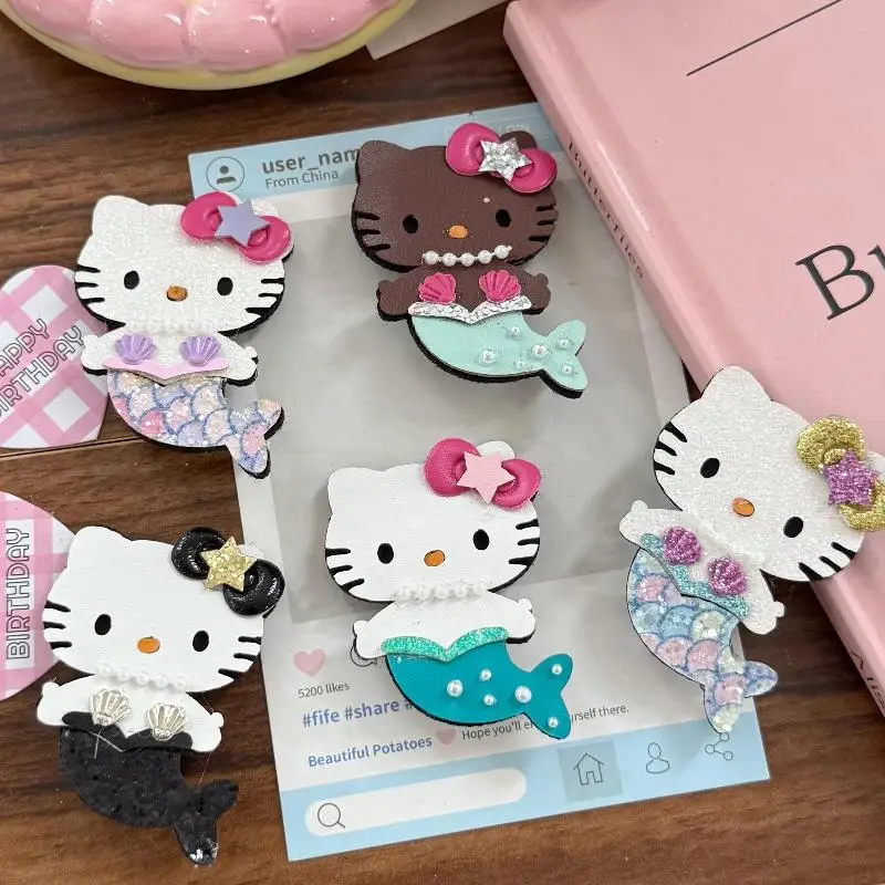 

1 Piece Summer Vacation Style Hello Kitty Hairpin Girls Ornaments Anime Accessories Mermaid Cartoon Headdress Girl Birthday Gift