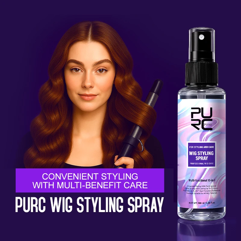 PURC 10 In 1 Wig Styling Spray for Women Smooth Shiny Detangling Frizz-Control Heat Protection Professional Wig Hair Care 100ml