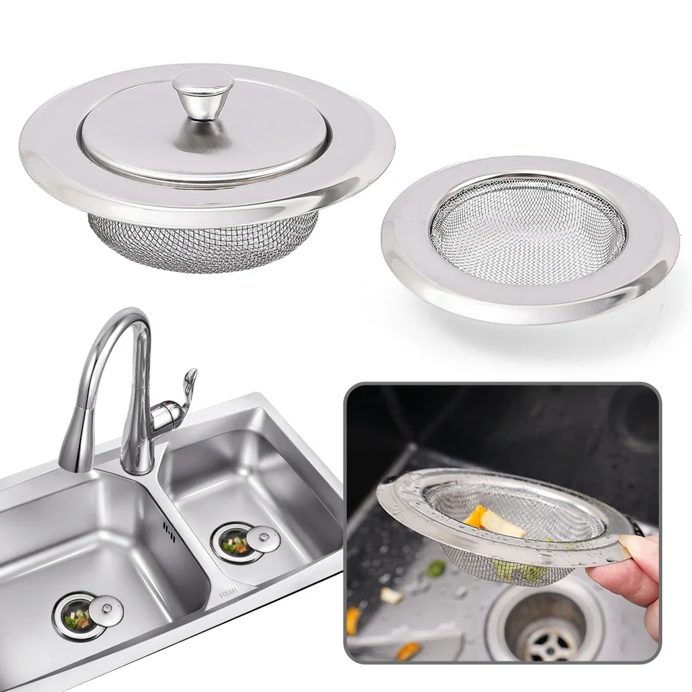 Stainless Steel Kitchen Sink Filter Mesh Sink Sewer Strainers with Lids Bathroom Floor Drains Catcher Waste Filter Trap Screen