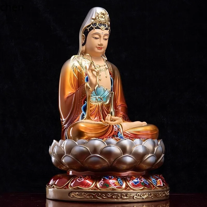 YFY  pure copper guanyin bodhisattva buddha statue for home worship of guanyin bodhisattva nanhai guanyin statue saha three