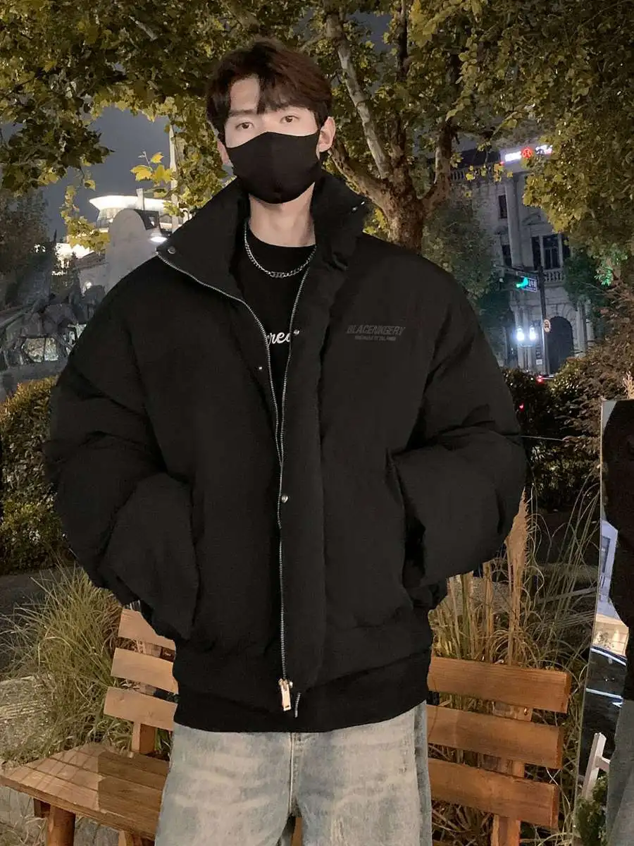 

Мужская зимняя теплая куртка свободного кроя из хлопка с наполнителем из искусственного шелка, на молнии, для повседневной носки