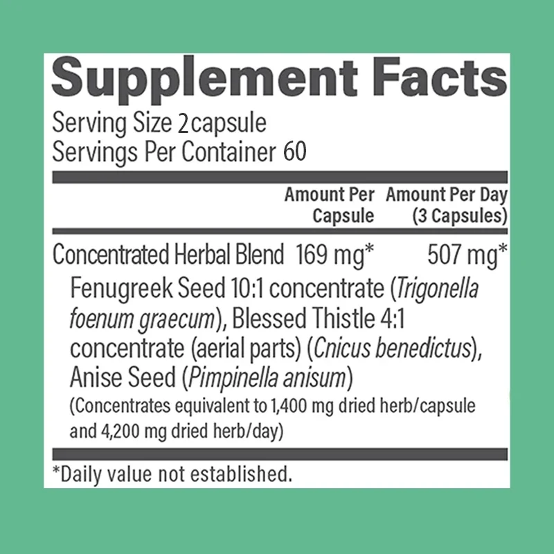 كبسولات مكملات الرضاعة النسائية، تدفق الحليب للرضاعة الطبيعية، مع الحروف لدعم إنتاج حليب الثدي الصحي