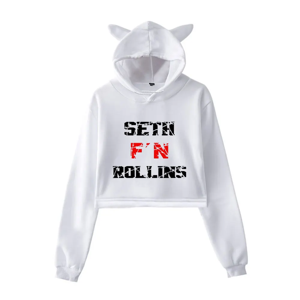 Seth Rollins Merch Vintage 90er Jahre Streetwear Logo Hoodie Hoodies Sweatshirts für Mädchen Katze Ohr Crop Mode Sport Pullover