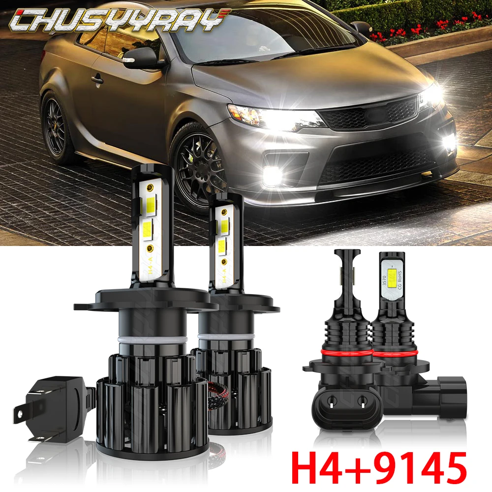 

CHUSYYRAY Compatible For KIA RIO 2016 2017-2020 - Led 4x 6000K H4 Headlight bulb & 9145 Fog Light bulbs Car accsesories luzes