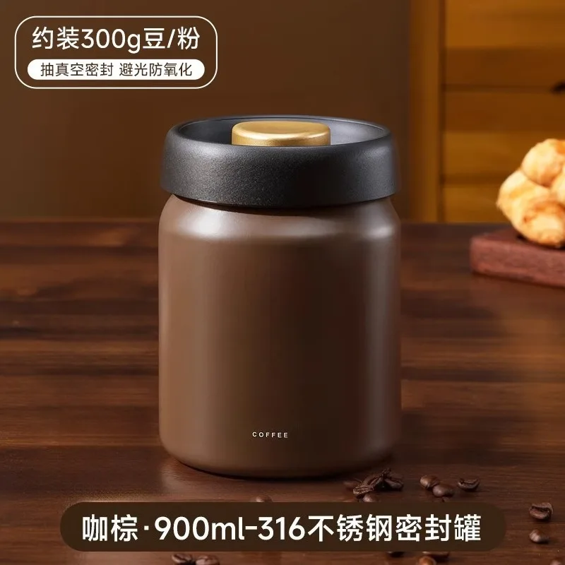 316 Stainless Steel Vacuum Sealed Coffee Bean Canister Lightproof Airtight Can for Coffee Beans Tea Coffee Powder Food Storage