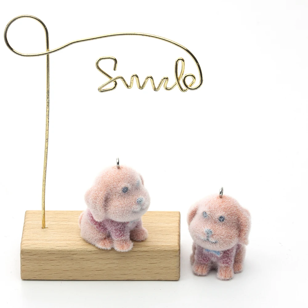 20PCS Resin Flocking yellow Dog Charms Plush Animal Doll Pendant for Necklace Keychain Making DIY Jewelry Accessories Wholesale