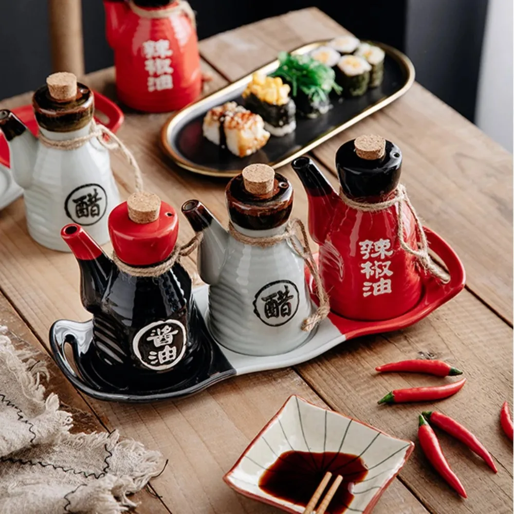 Tarro de cerámica para condimentos de restaurante japonés, para vinagre, salsa de soja, aceite de chile, mini tarro de cocina para sal y azúcar