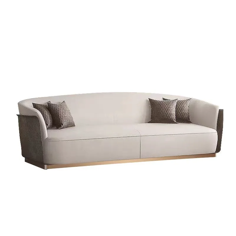 Italian light luxury sofa post-modern fabric single and double three-person living room leather fabric sofa combination Italian