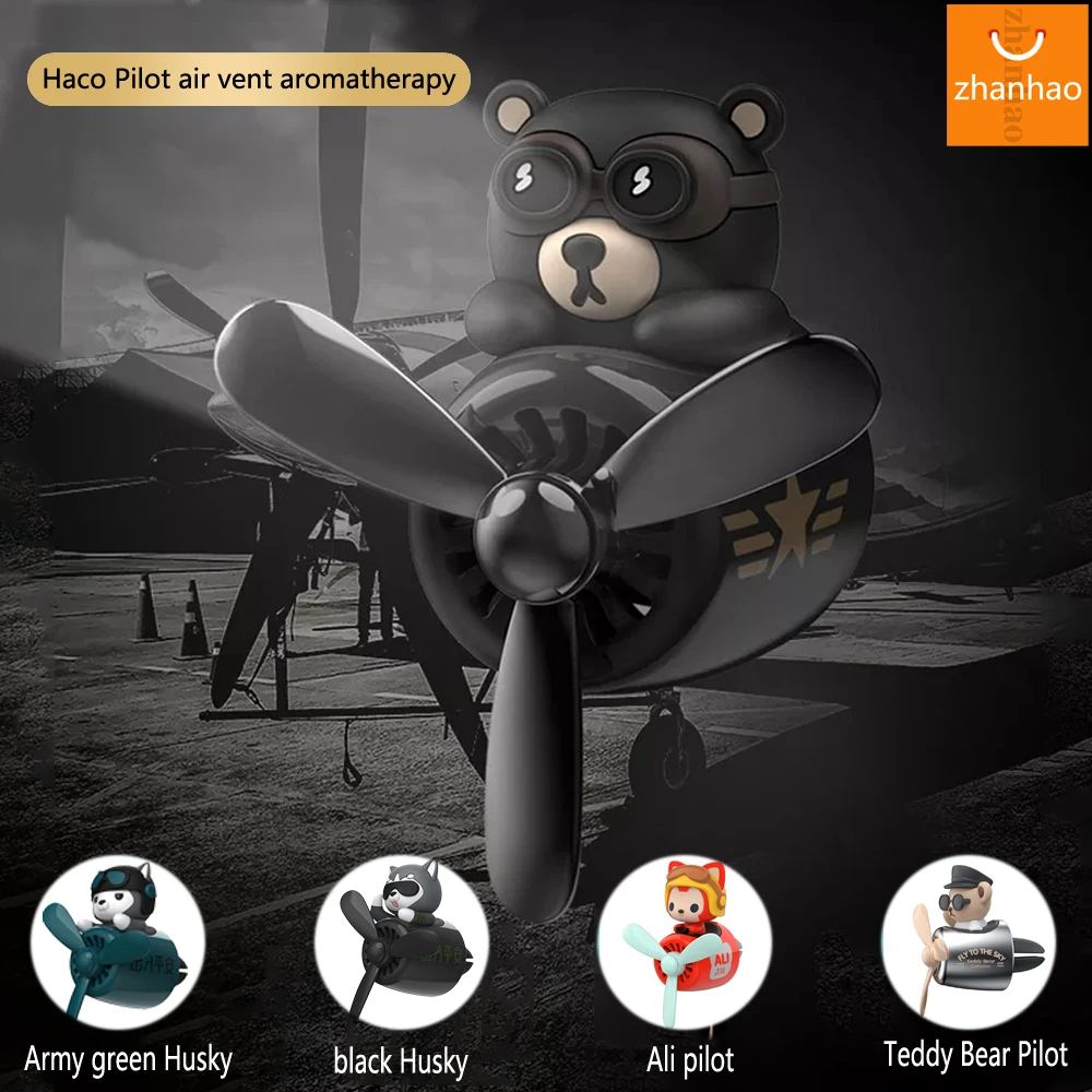 Car Air Freshener Bear Pilot 72 Km Rotating Propeller Air Outlet Aromatherapy Design Auto Accessories Interior Perfume Diffuser