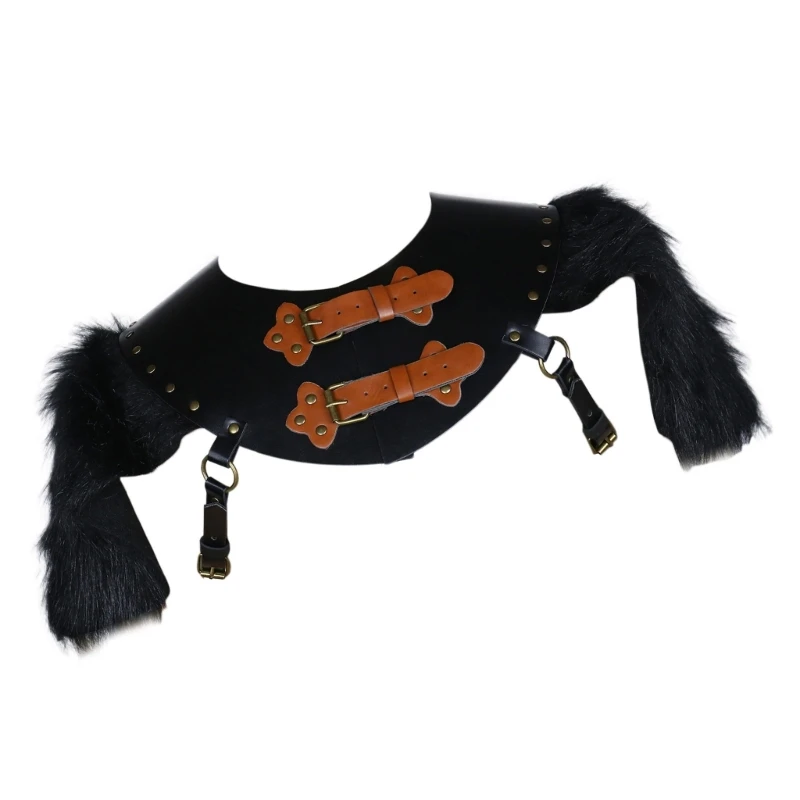 Średniowieczny naramiennik ze skórzanym kołnierzem szal dla mężczyzn, średniowieczny skórzany kołnierz naramiennik kostium DXAA