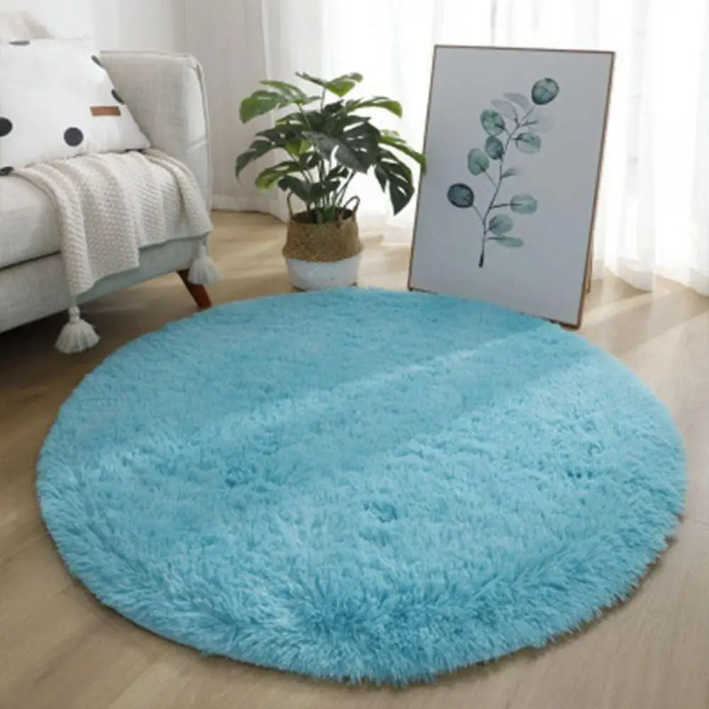 Super Soft Luxury Round Fluffy Area Rug Anti-Slip Bottom Comfortable Plush 120cm Solid Color Bedroom Nursery Area Carpet