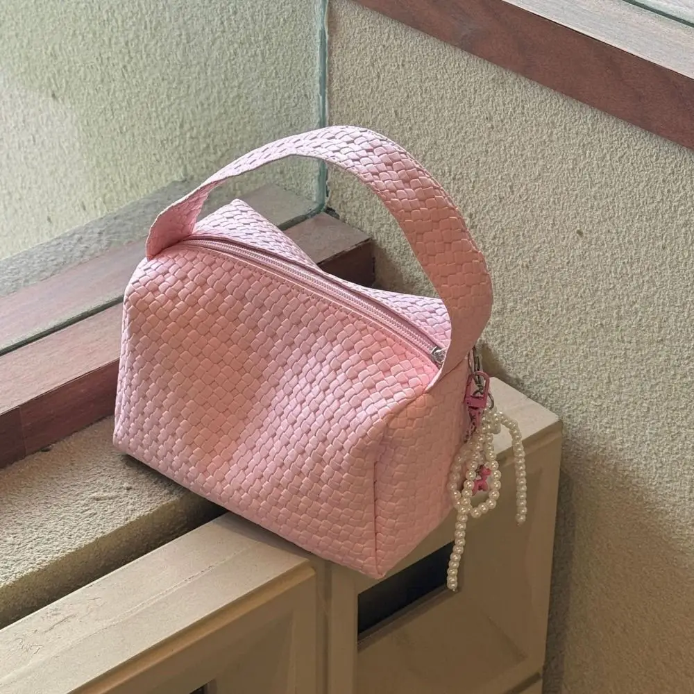 

PU Women's Cosmetic Bag Pink Pillow Shape Storage Handbag Large-Capacity Waterproof Storage Organizer Cosmetic Storage