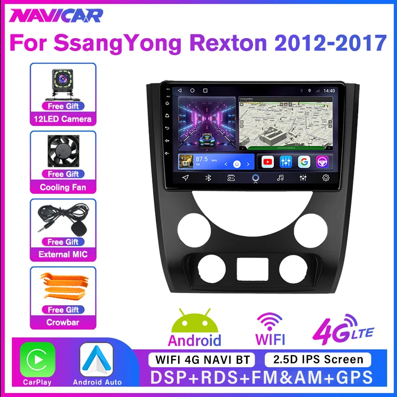 

NAVICAR 2Din Android10.0 Car Radio For SsangYong Rexton III 3 2012-2017 GPS Navigation Car Video Bluetooth Player Auto Radio NO