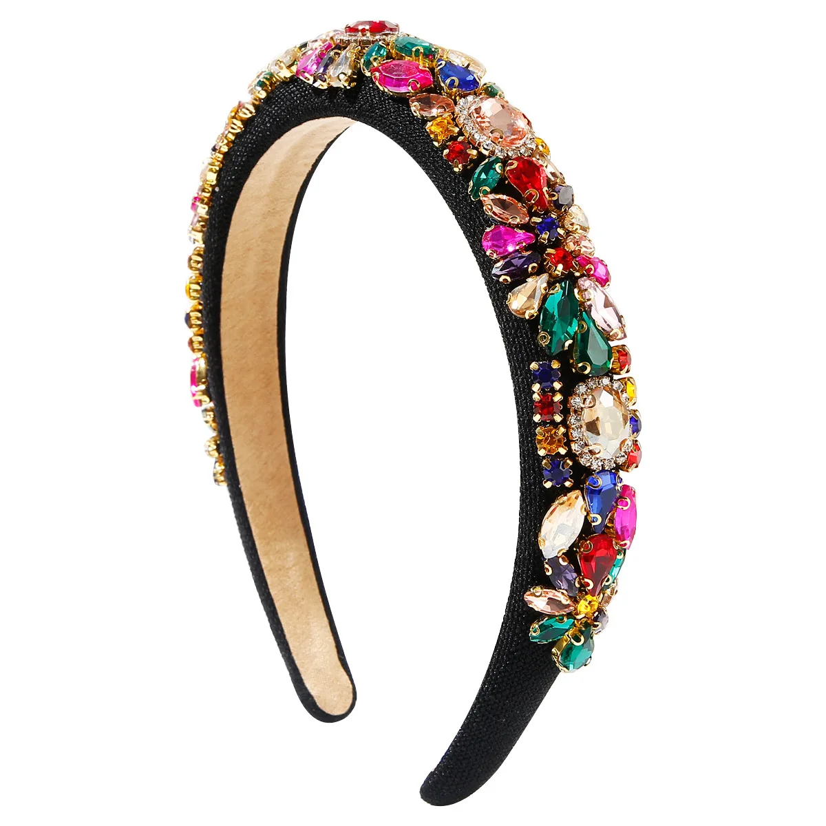 Baroque Crystal Embellished Hairbands Rhinestone Padded Headband Fashion Bejewelled HairHoop Accessory for Women Girls