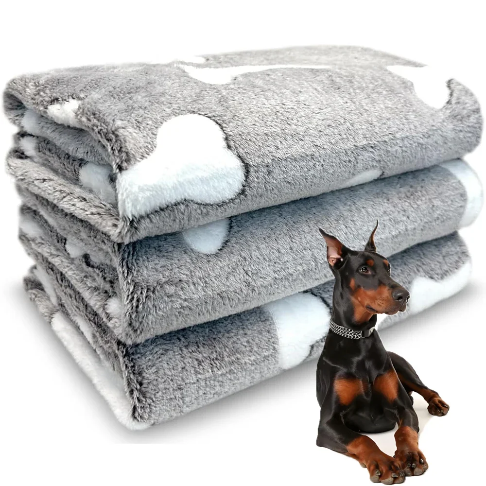 لينة رقيق جودة عالية طباعة بطانية حيوانات أليفة T لطيف العظام نموذج طباعة بطانية الحيوانات الأليفة حصيرة بطانية دافئة ومريحة للكلاب القط